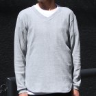 More photos1: ランダムワッフル ヘムラウンドVネック　L/S　ニットソー【MADE IN JAPAN】『日本製』/ Upscape Audience