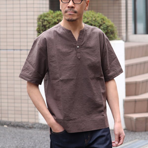 画像8: 綿麻ビンテージソフトキャンバス キーネック コンチョ釦 5/Sシャツ【MADE IN JAPAN】『日本製』/ Upscape Audience