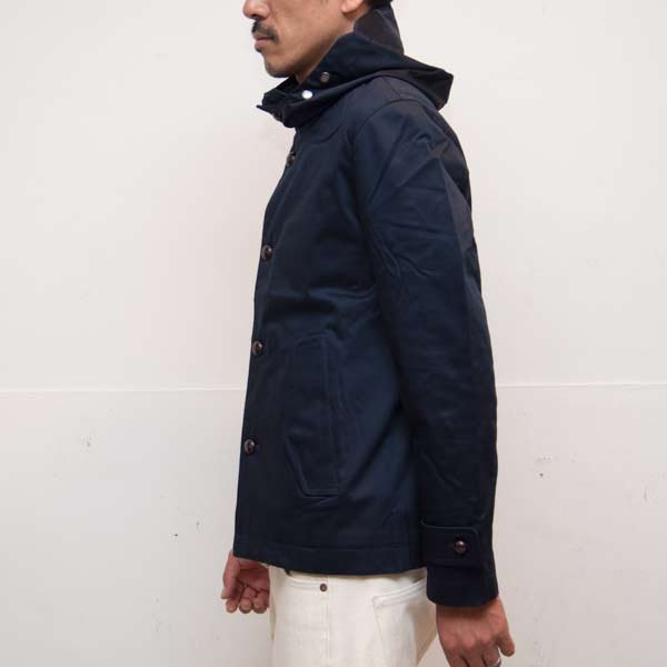 画像13: 【RE PRICE / 価格改定】高密度サテンストレッチくるみボタンスタンドカラーフードジャケット  / Audience