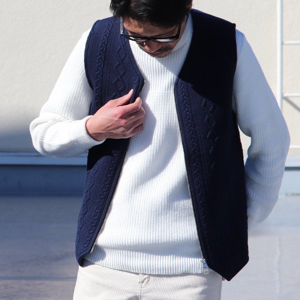 画像8: ケーブル裏毛VネックZIPベスト【MADE IN JAPAN】『日本製』  / Upscape Audience