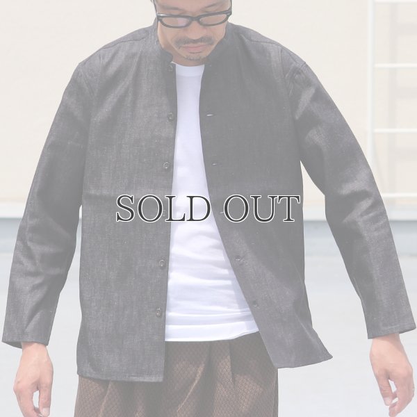 画像8: 麻混デニムマオカラー９分袖 ライト_Jacket【MADE IN JAPAN】『日本製』/ Upscape Audience