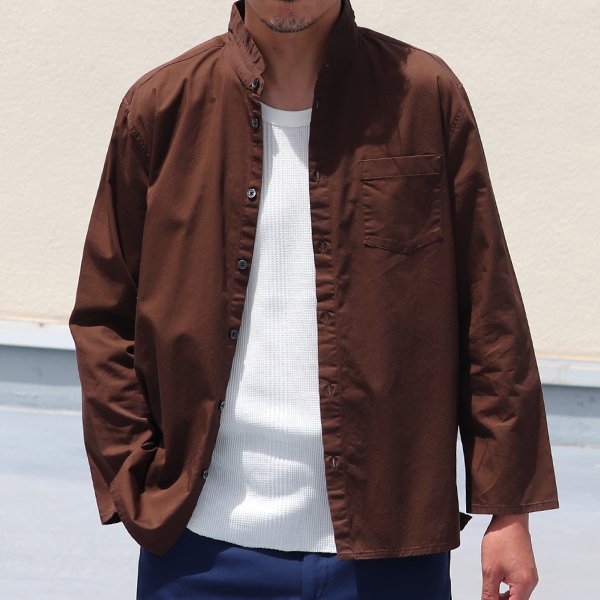 画像2: コットンギャバジンスタンドスモールカラー9分袖 シャツジャケット【MADE IN JAPAN】『日本製』/ Upscape Audience
