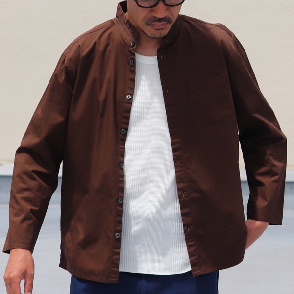 画像3: コットンギャバジンスタンドスモールカラー9分袖 シャツジャケット【MADE IN JAPAN】『日本製』/ Upscape Audience
