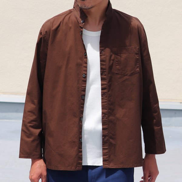 画像4: コットンギャバジンスタンドスモールカラー9分袖 シャツジャケット【MADE IN JAPAN】『日本製』/ Upscape Audience