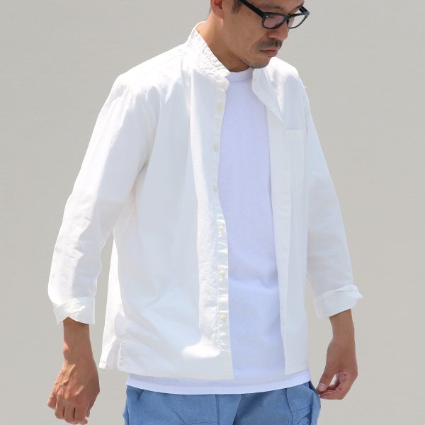 画像10: コットンギャバジンスタンドスモールカラー9分袖 シャツジャケット【MADE IN JAPAN】『日本製』/ Upscape Audience