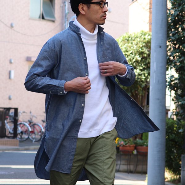 画像8: 【RE PRICE/価格改定】コットンリネンダンガリー ローマシャツコート【MADE IN JAPAN】『日本製』/ Upscape Audience