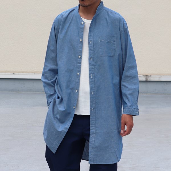 画像4: 【RE PRICE/価格改定】コットンリネンダンガリー ローマシャツコート【MADE IN JAPAN】『日本製』/ Upscape Audience