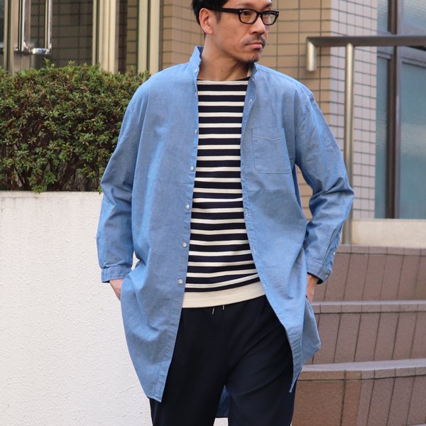 画像12: 【RE PRICE/価格改定】コットンリネンダンガリー ローマシャツコート【MADE IN JAPAN】『日本製』/ Upscape Audience