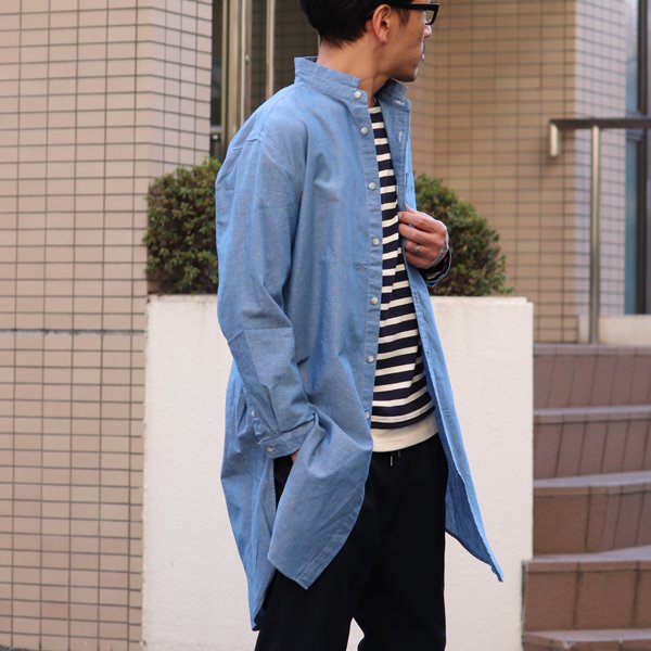 画像13: 【RE PRICE/価格改定】コットンリネンダンガリー ローマシャツコート【MADE IN JAPAN】『日本製』/ Upscape Audience