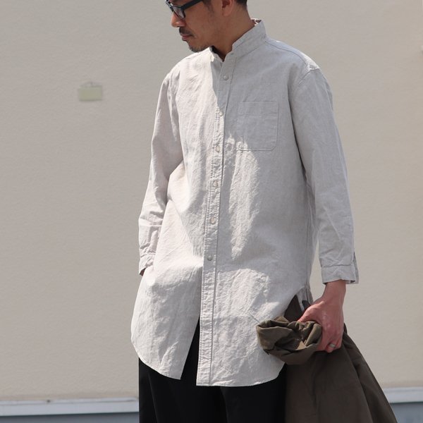 画像7: French Linen（フレンチリネン）綿麻交織ダンガリー ローマシャツコート【MADE IN JAPAN】『日本製』/ Upscape Audience