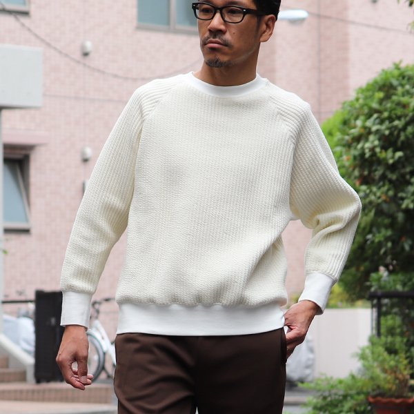 画像5: 「尾州」ストライプキルト ラグランC/Nスウェット【MADE IN JAPAN】『日本製』 / Upscape Audience