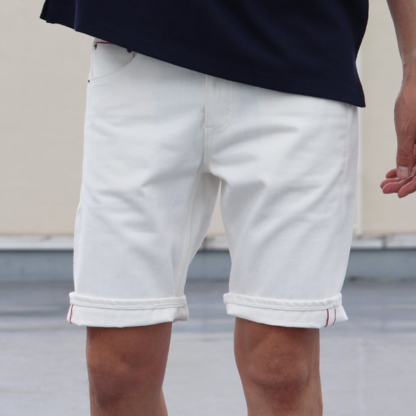 画像4: 【RE PRICE/価格改定】赤耳(セルヴィッチ)ホワイトデニムショートパンツ【MADE IN JAPAN】『日本製』/ Upscape Audience