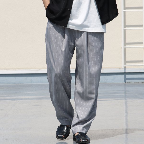 画像13: Reflax®(リフラクス)テック リネンライク LINON(リノン) ストライプ 1タックワイドイージーパンツ【MADE IN JAPAN】『日本製』/ Upscape Audience