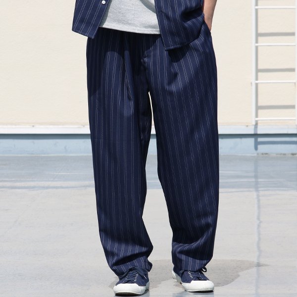 画像8: Reflax®(リフラクス)テック リネンライク LINON(リノン) ストライプ 1タックワイドイージーパンツ【MADE IN JAPAN】『日本製』/ Upscape Audience