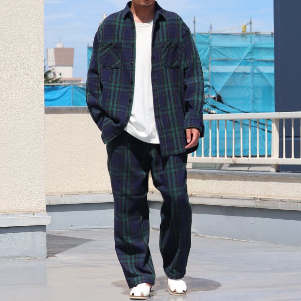 画像5: 10/2 ヘヴィツイル ヴィンテージチェック 2タック ワイド イージーパンツ【MADE IN JAPAN】『日本製』【送料無料】/ Upscape Audience