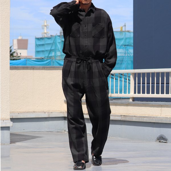 画像8: 10/2 ヘヴィツイル ヴィンテージチェック 2タック ワイド イージーパンツ【MADE IN JAPAN】『日本製』【送料無料】/ Upscape Audience