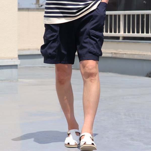 画像3: TECH サッカーストライプ ストレージ カーゴ ポケット イージーショーツ【MADE IN JAPAN】『日本製』 / Upscape Audience