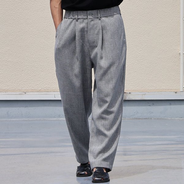 画像3: Naturemier™️（ナチュレミア）TECH リネンライク メランジクロス 1タック ワイド イージーパンツ【MADE IN JAPAN】『日本製』/ Upscape Audience