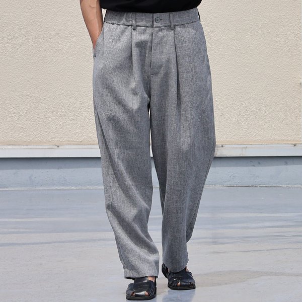画像4: Naturemier™️（ナチュレミア）TECH リネンライク メランジクロス 1タック ワイド イージーパンツ【MADE IN JAPAN】『日本製』/ Upscape Audience