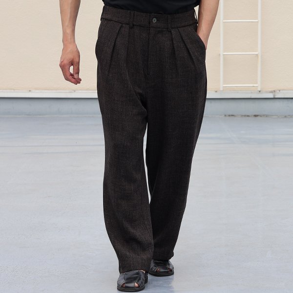 画像3: Naturemier TM (ナチュレミア) TECH リネンライク メランジツイル 2タック ワイド イージーパンツ【MADE IN JAPAN】『日本製』【送料無料】/ Upscape Audience