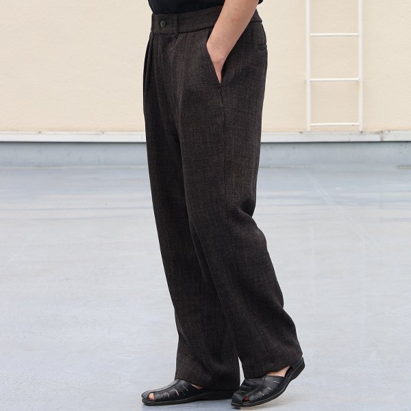 画像4: Naturemier TM (ナチュレミア) TECH リネンライク メランジツイル 2タック ワイド イージーパンツ【MADE IN JAPAN】『日本製』【送料無料】/ Upscape Audience