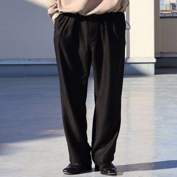 画像2: LANATEC® (ラナテック) TECH メランジヘリンボンツィード 2タック イージー ワイドパンツ【MADE IN JAPAN】『日本製』【送料無料】/ Upscape Audience