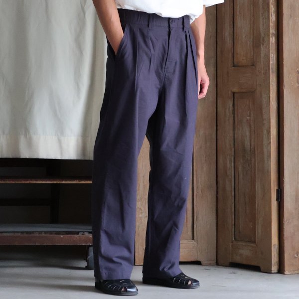 画像2: 綿麻ビンテージキャンバス 2タック ワイド テーパード イージーパンツ 【送料無料】/Audience