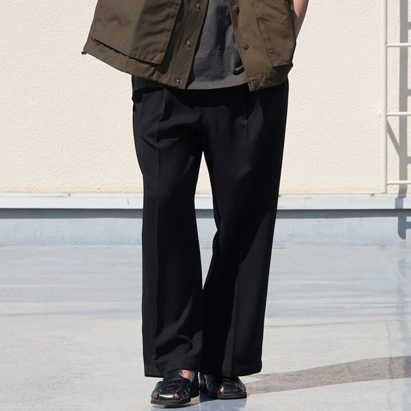 画像2: LANATEC® (ラナテック) TECH ウールライクツイル 2タック ワイドストレート イージーパンツ【MADE IN JAPAN】『日本製』【送料無料】/ Upscape Audience