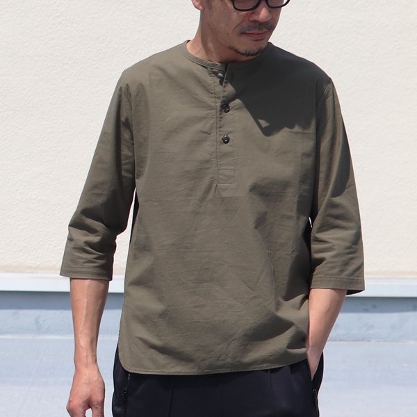 画像2: コットンクロス C/Nヘンリー コンチョ釦 7分袖シャツ【MADE IN JAPAN】『日本製』 / Upscape Audience