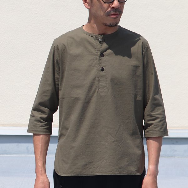 画像3: コットンクロス C/Nヘンリー コンチョ釦 7分袖シャツ【MADE IN JAPAN】『日本製』 / Upscape Audience