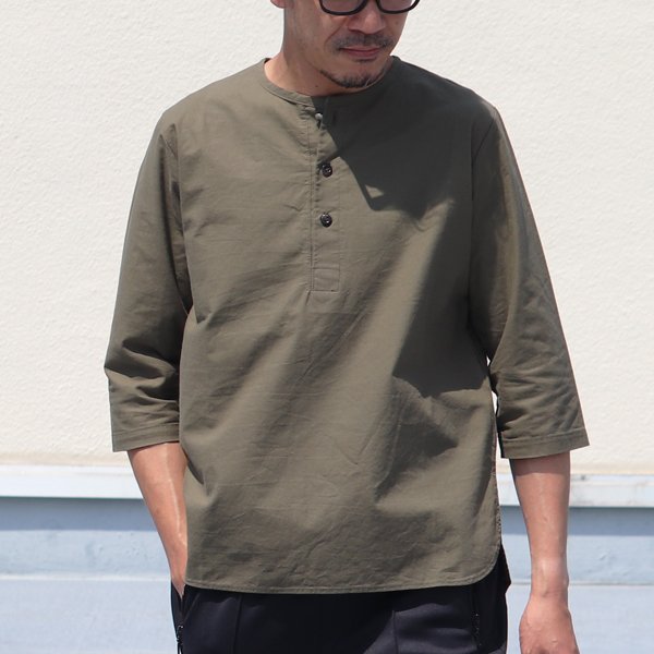画像4: コットンクロス C/Nヘンリー コンチョ釦 7分袖シャツ【MADE IN JAPAN】『日本製』 / Upscape Audience