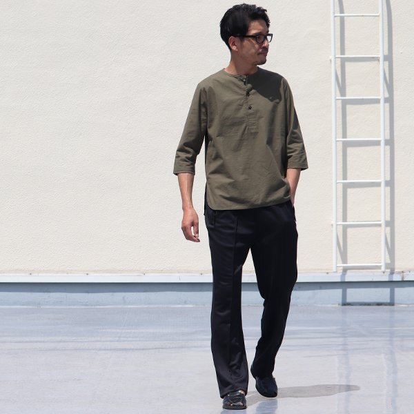 画像6: コットンクロス C/Nヘンリー コンチョ釦 7分袖シャツ【MADE IN JAPAN】『日本製』 / Upscape Audience