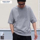 30/7ヴィンテージ裏毛 Vガゼットサドルショルダー 5分袖 スウェット 【MADE IN TOKYO】『東京製』 / Upscape Audience