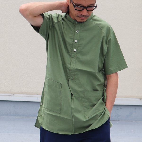 画像4: コットンクロス バンドカラー プルオーバーシャツ『日本製』Upscape Audience