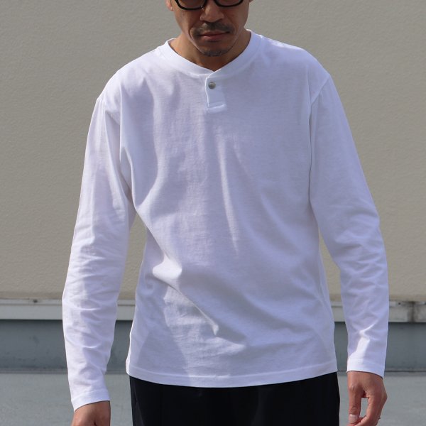 画像2: コーマ天竺コンチョ釦ヘンリーネック L/S Tee【MADE IN JAPAN】/ Upscape Audience