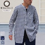 French Linen（フレンチリネン）ルーズFIT バンドカラー 長袖シャツ【MADE IN JAPAN】『日本製』/ Upscape Audience