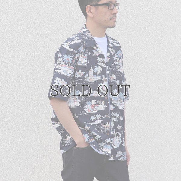 画像3: コットンレーヨン ヴィンテージHAWAII&LEAVES柄  オープンカラー ハーフスリーブシャツ【MADE IN JAPAN】『日本製』/ Upscape Audience