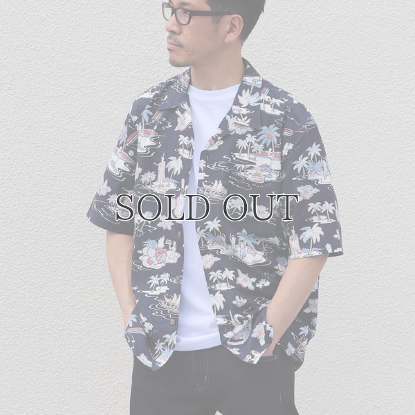 画像5: コットンレーヨン ヴィンテージHAWAII&LEAVES柄  オープンカラー ハーフスリーブシャツ【MADE IN JAPAN】『日本製』/ Upscape Audience