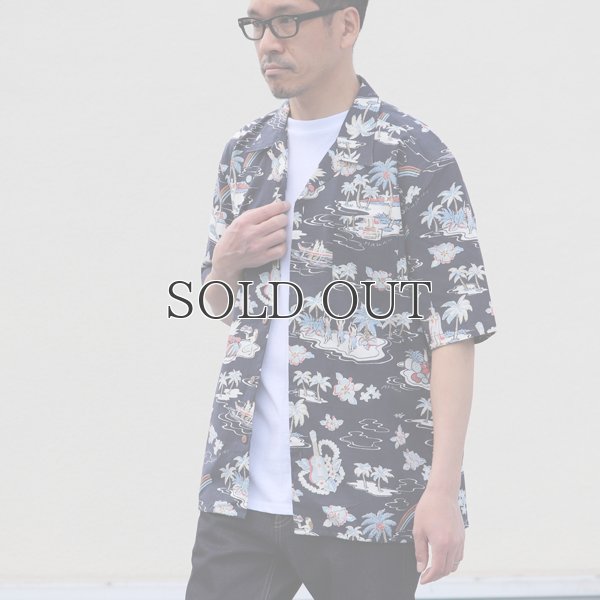画像7: コットンレーヨン ヴィンテージHAWAII&LEAVES柄  オープンカラー ハーフスリーブシャツ【MADE IN JAPAN】『日本製』/ Upscape Audience
