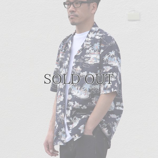 画像6: コットンレーヨン ヴィンテージHAWAII＆LEAVES柄  オープンカラー ハーフスリーブシャツ【MADE IN JAPAN】『日本製』/ Upscape Audience