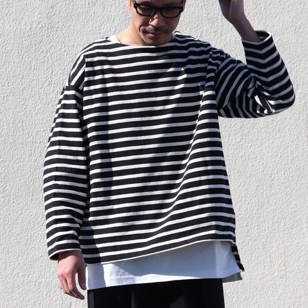 画像8: Basque10オンス（バスク天竺）フレンチボーダー ボートネック BOX Tee【MADE IN JAPAN】『日本製』/ Upscape Audience