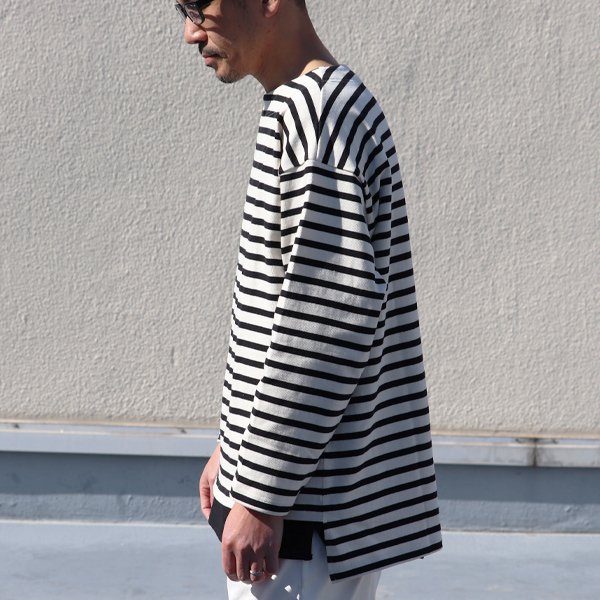 画像13: Basque10オンス（バスク天竺）フレンチボーダー ボートネック BOX Tee【MADE IN JAPAN】『日本製』/ Upscape Audience