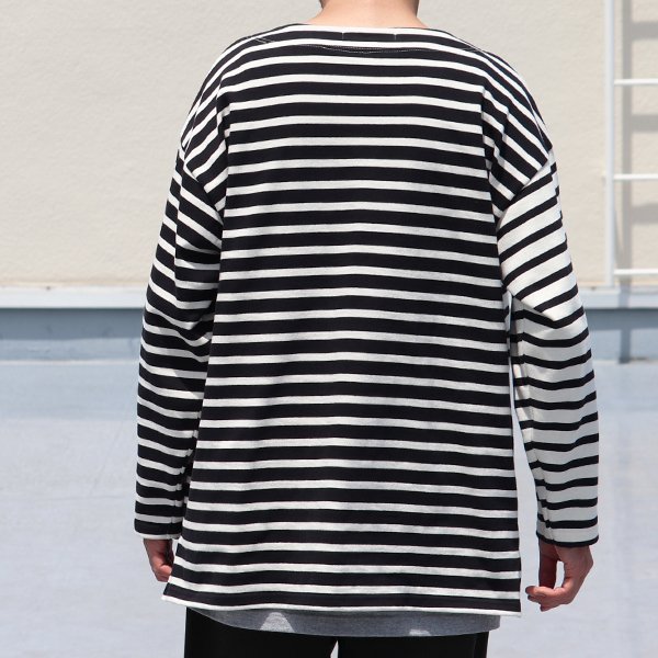 画像5: Basque10オンス（バスク天竺）フレンチボーダー ボートネック BOX Tee【MADE IN JAPAN】『日本製』/ Upscape Audience