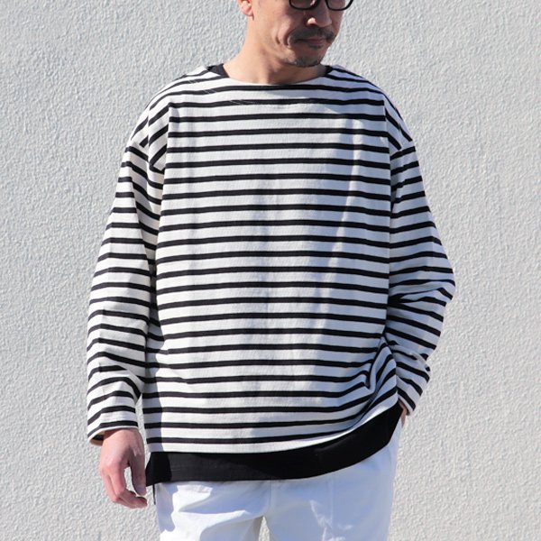 画像10: Basque10オンス（バスク天竺）フレンチボーダー ボートネック BOX Tee【MADE IN JAPAN】『日本製』/ Upscape Audience
