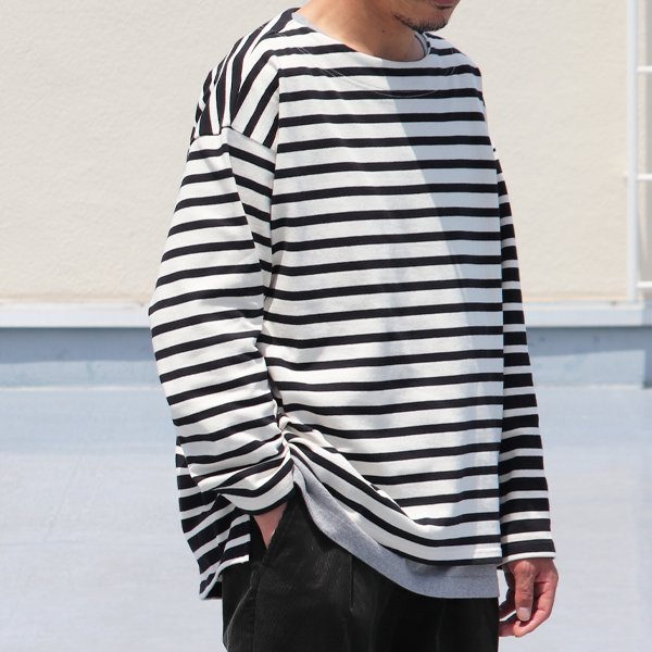 画像5: Basque10オンス（バスク天竺）フレンチボーダー ボートネック BOX Tee【MADE IN JAPAN】『日本製』/ Upscape Audience
