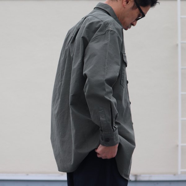 画像5: グリストーンW ヨコムラバックサテン ファティーグ長袖 ボクシーシャツ【MADE IN JAPAN】『日本製』/ Upscape Audience
