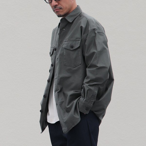 画像8: グリストーンW ヨコムラバックサテン ファティーグ長袖 ボクシーシャツ【MADE IN JAPAN】『日本製』/ Upscape Audience