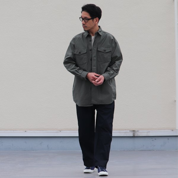 画像10: グリストーンW ヨコムラバックサテン ファティーグ長袖 ボクシーシャツ【MADE IN JAPAN】『日本製』/ Upscape Audience