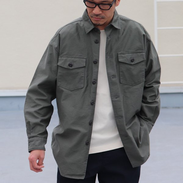 画像10: グリストーンW ヨコムラバックサテン ファティーグ長袖 ボクシーシャツ【MADE IN JAPAN】『日本製』/ Upscape Audience