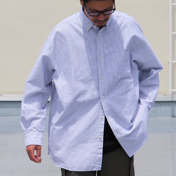 画像7: 播州織オックスフォードストライプ ボタンダウン 長袖 ボクシーシャツ【MADE IN JAPAN】『日本製』/ Upscape Audience